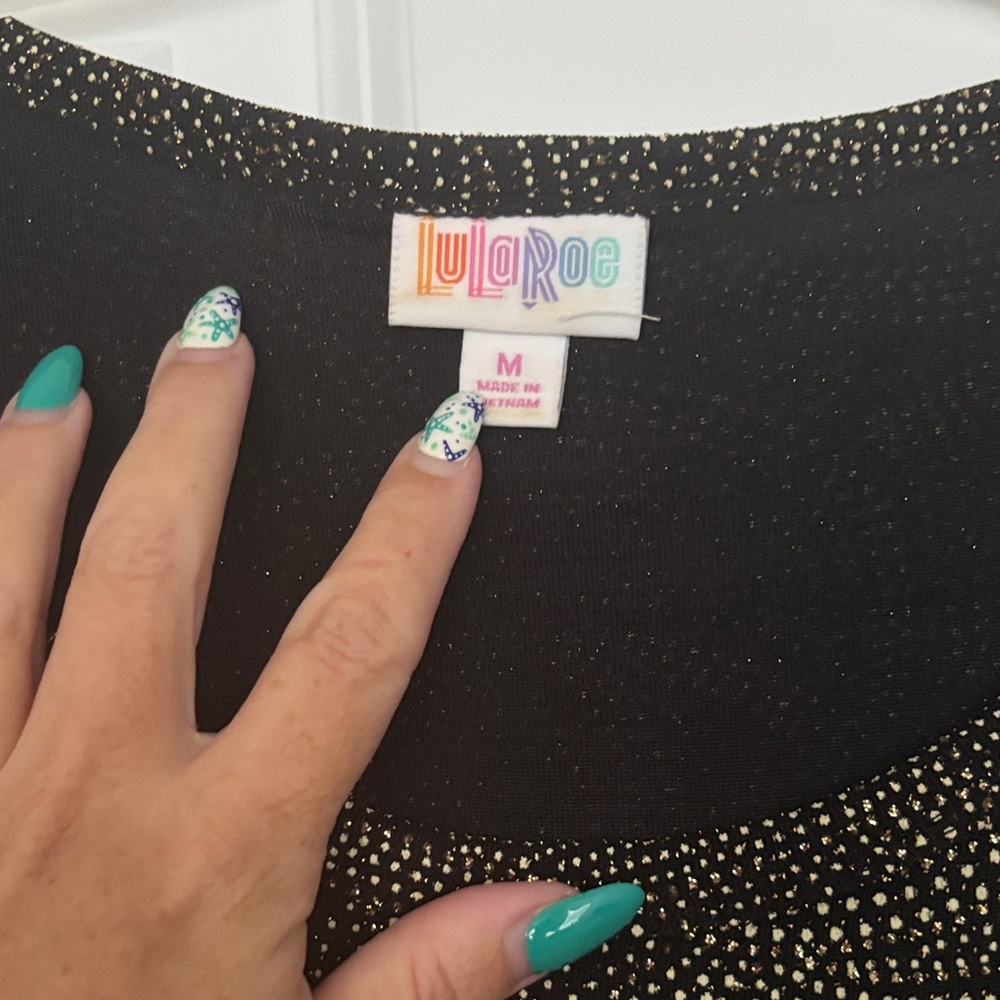 LuLaRoe Black and Brown Patterned Midi Dress - Picture 3 of 5